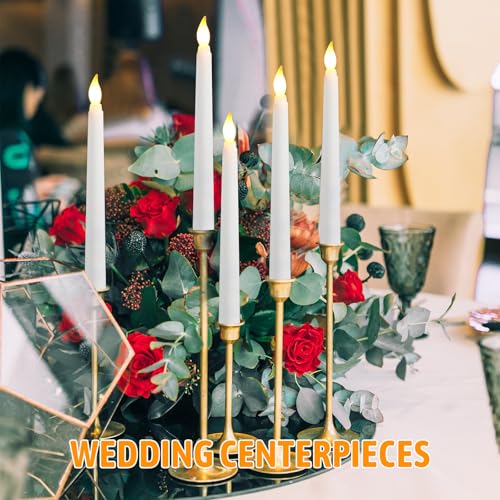 8.5 Inch White Flameless LED Taper Candles Bulk - Safe Romantic Decor