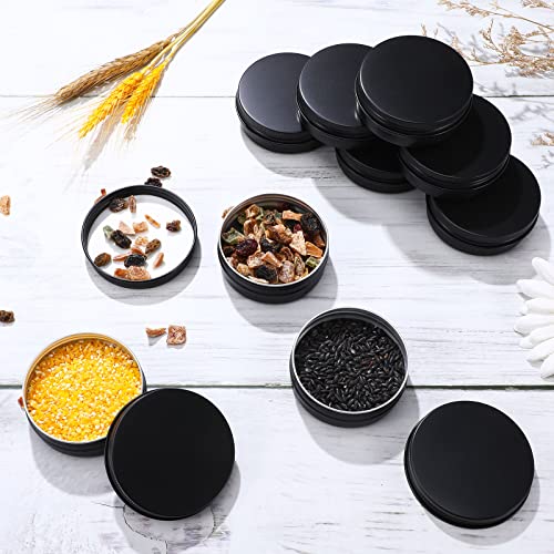 2 oz Lip Balm Tin Containers - Matte Black, 64 Pack, Screw Top, Reusable