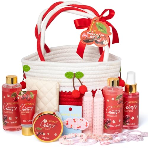 Hitrees Cherry & Berry Spa Gift Set for Women - Bath, Body & Hair Care