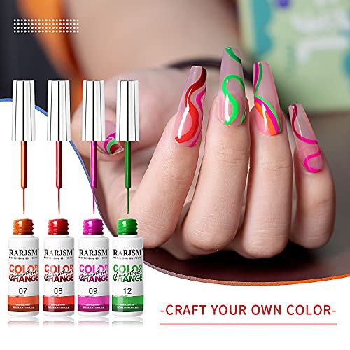 Color Changing Gel Nail Polish Set with Line Art Brush - 12 Colors, Temperature Reactive, Easy to Use - Variation of THIS listing