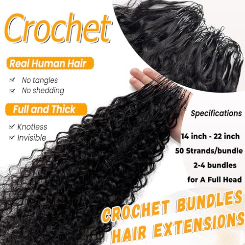 14 Inch Pre-Separated Curly Crochet Hair Extensions for Black Women - Burmese 3C-4A, 50g
