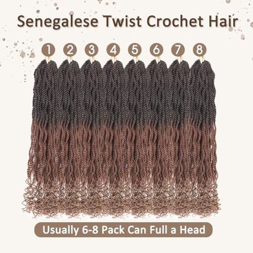Kachanaa 6 Inch Senegalese Twist Crochet Hair 8 Pack Short Pre-Looped Synthetic Havana Braids