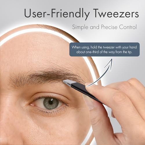 Tweezers for Women Facial Hair, Slant & Pointed Tweezers for Eyebrows, Ingrown Hair, Splinter Removal, Precision 4 Pack Tweezer Set, Stainless Steel Eyebrow Tweezers for Men and Women, Black