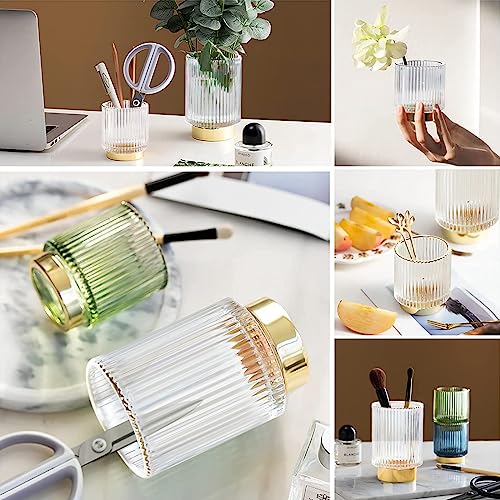 DASITON Makeup Brush Holder Organizer Glass Storage Vase S+L Clear