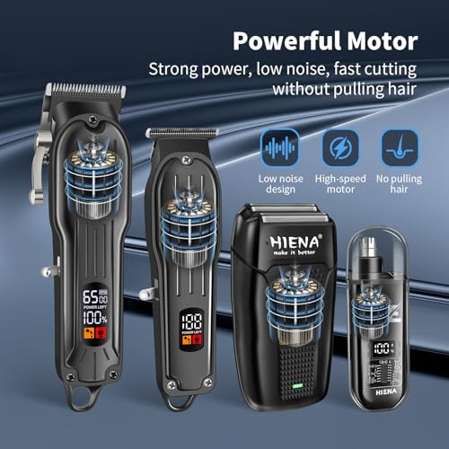 Black HIENA PRO 4-in-1 Professional Hair Clippers & Trimmer Kit for Men