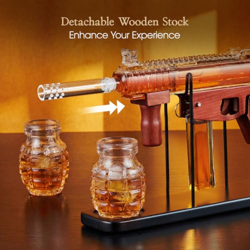 Transparent Whiskey Decanter Gift Set with 2 Grenade Glasses - Kollea