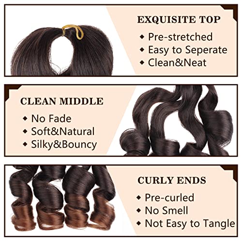 Pre Stretched French Curl Braiding Hair 14 Inch T30# - 9 Packs for Box Braids & Crochet Styles