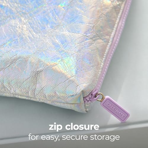 Iridescent Crinkle Makeup Bag - Water-Proof Tyvek Cosmetic Organizer