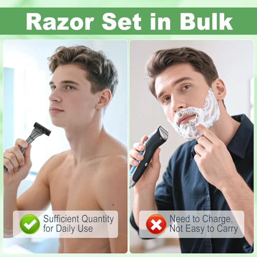Disposable Razors Bulk, Gray Razors Individually Wrapped Bulk, With Shaving Cream For Hotels, Shelters, Homeless, Nursing Homes, Charities, Churches (100-PACK)