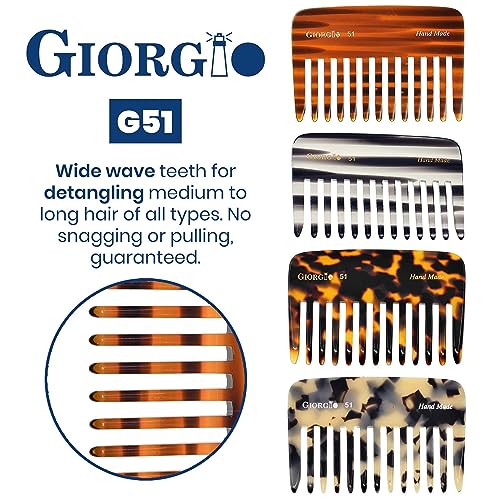 Giorgio 6 Pack Tortoiseshell Wide Tooth Detangling Combs for Thick, Curly Hair