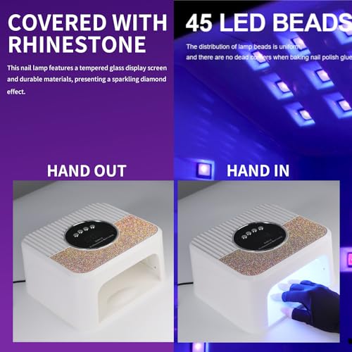 UV LED Nail Lamp Kit for Gel Polish – White, Fast Curing Manicure & Pedicure Set with Gloves