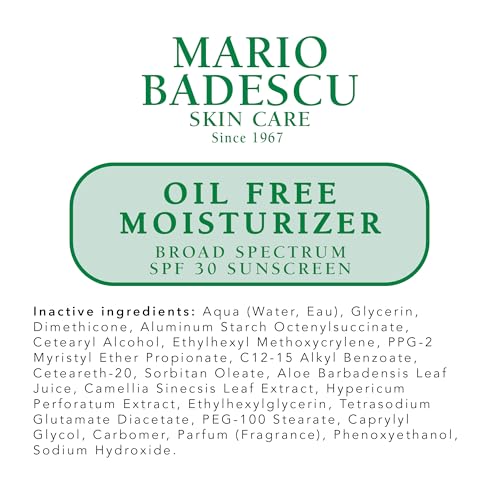 Oil Free SPF 30 Face Moisturizer for Sensitive Skin with Collagen & Green Tea - Lightweight Day Cream