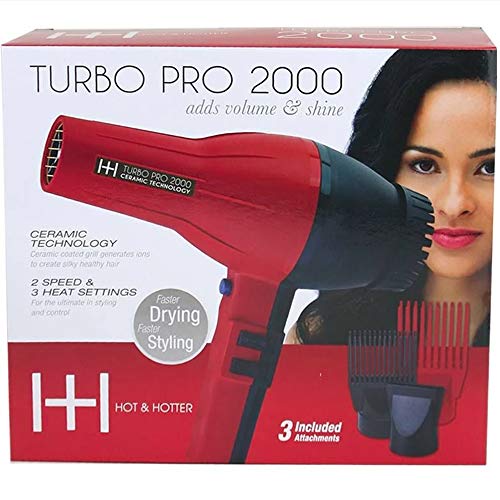 Annie Ceramic Turbo Pro-2000 Hair Dryer with Ionic Technology, 6 Speed & Heat Settings