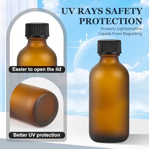 2 oz Glass Bottles with Lids - Leak-Proof Travel Containers for Essential Oils & Liquids