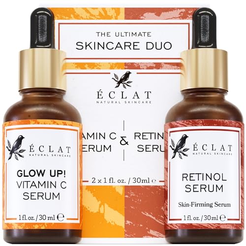 Vitamin C & Retinol Face Serum Set 2-Pack - Anti-Aging & Brightening, Hydrating & Dark Spot Treatment