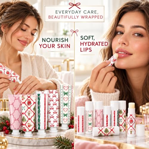 Dansib 36-Pack Christmas Hand Cream & Lip Balm Gift Set - 6 Festive Scents, Travel Size