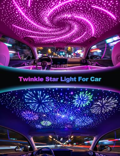 VOLISUN 16W Starlight Headliner Kit for Car – 550pcs PMMA Fiber Optics + 96 Meteor Fibers, 9.8ft, APP & Remote Control, RGBW Interior Ceiling Lights (Variation: 550pcs*0.03in*9.8ft+Meteor)