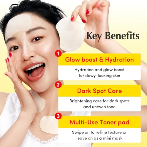 Vitamin Brightening Toner Pads with Niacinamide & Vitamin C-Peptide for Face & Body - 70 Pads