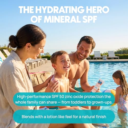 Mineral Sunscreen SPF 50 with Zinc Oxide - Hydrating, Reef Safe, 1.7 Oz