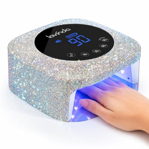 Lavinda A-diamond Cordless UV LED Nail Lamp for Gel Nails, Sparkle Rhinestones
