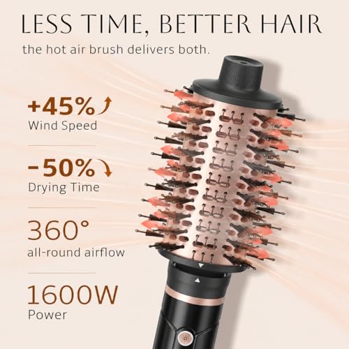Slopehill Upgraded 2026 Ionic Hot Air Brush with 8 Modes & Dual Oval Brushes – Black Gold