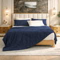 Cozy Bliss Dark Blue Cooling Comforter Queen 90x90—Q-Max 0.45 Lightweight Silk-Smooth Bedding