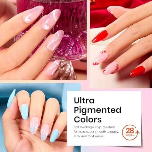 Beetles Spring Gel Polish Set - 20 Colors Red Green White Black Nude Spring Gel Nail Polish with Base Top Coat Trendy Colors Uv LED Lamp Salon DIY at Home Nails Gifts for Women Vibrant Subtle