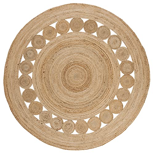 SAFAVIEH 6' Natural Fiber Jute Round Rug Farmhouse Style NF364A