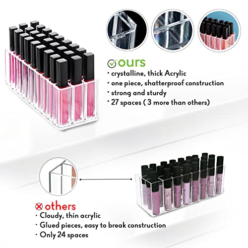 FAJ Acrylic Makeup Organizer with 27 Compartments for Vanity & Drawer Storage