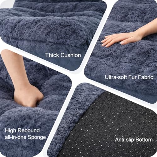 KKdema Dark Grey Memory Foam Faux Fur Bean Bag Chair with Filler – Fireside Lounge