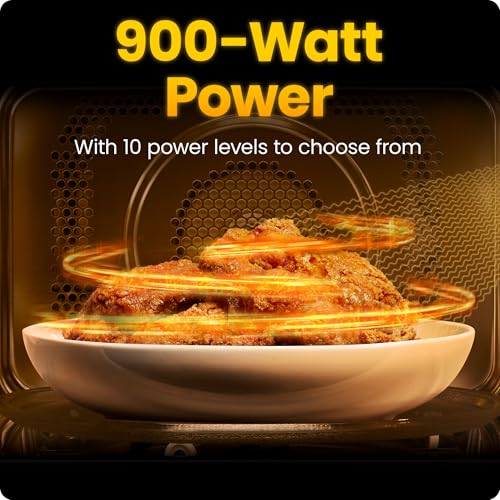 Countertop Microwave Oven 0.9 Cu. Ft., 900W, 10 Power Levels, 6 Presets, Black - Compact & Modern