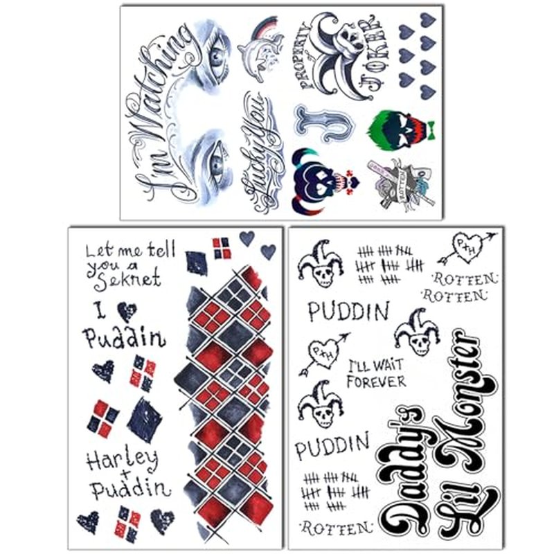 3 Sheets Temporary Tattoos Tattoo Sticker Perfect for Halloween Cosplay Costumes and Party Accessories
