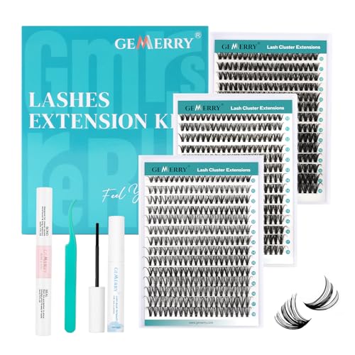 GEMERRY Lash Clusters Kit 30D 40D 50D Mix 10-18mm DIY Eyelash Extension Set with Bond, Tweezers & Remover