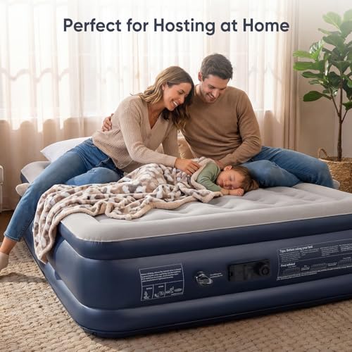 Queen Air Mattress with Built-in Pump - Grey, 18-Inch Raised Bed