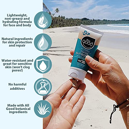 All Good Sunscreen Tinted Mineral SPF 30 Lotion 2-Pack for Face & Body