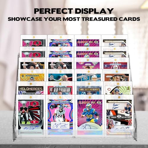 7-Tier Acrylic Card Display Stand for Trading & Sports Cards - Portable & Space-Saving