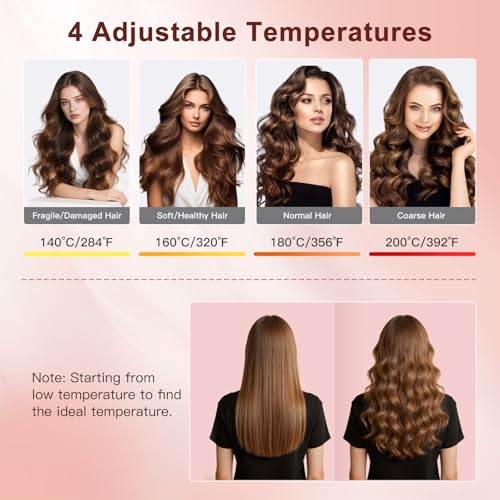 Laluztop Rose Gold Automatic Curling Iron – 4 Temp Auto Curl, 2-Way Rotation, Anti-Scald
