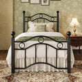 Twin Size Metal Bed Frame Victorian Style Black - Reinforced Steel Support