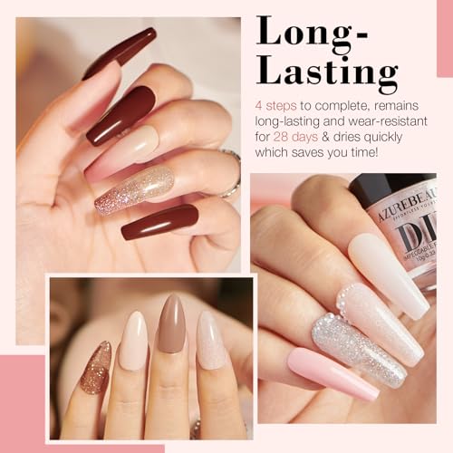 Dip Powder Nail Kit with 20 Colors & Accessories - Nude Pink Glitter Auburn Variation