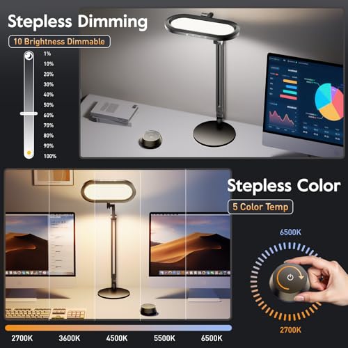LitONES Premium LED Desk Lamp - Dual-Sided Soft Lighting with Knob Remote - Black