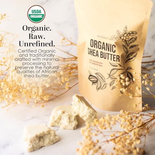 Organic Raw Shea Butter 8 oz - Unrefined, USDA Certified, Natural Moisturizer