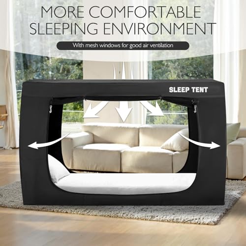 Queen Bed Tent Canopy for Kid & Adult Indoor Privacy Blackout - Black Variation