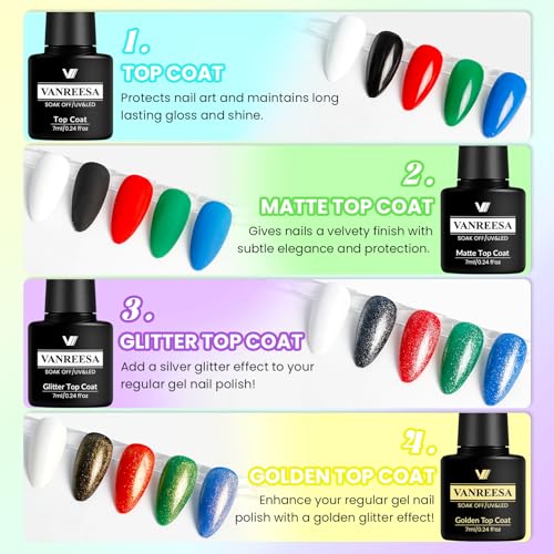VANREESA 74-Piece Classic Gel Nail Polish Kit with UV Light & Manicure Tools
