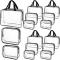 Saintrygo 15 Pcs Clear Makeup Bags Toiletry Bag with Zipper Handle PVC Waterproof Cosmetic Bags Set Transparent Travel Pouch Clear Makeup Organizer for Travel Airport Business, 3 Sizes