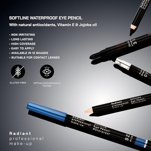 Radiant Professional Waterproof Eyeliner Pencil - Eyeliner Waterproof Smudge Proof for Woman - Long Lasting Under Eye Pencil for Smoky Eye - Soft Waterline Eye liner Smudger Tool, Chocolate (03)