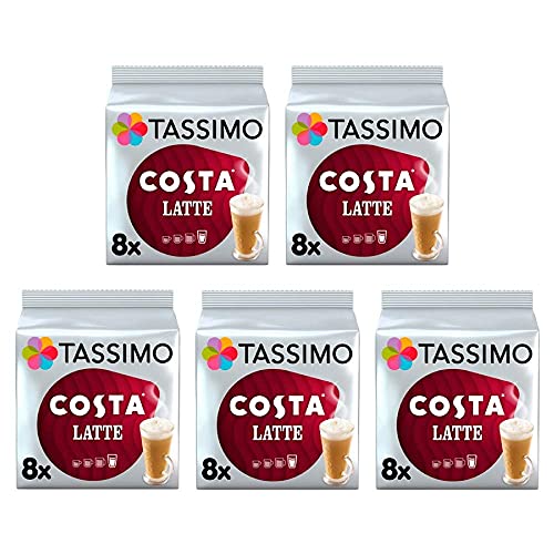 Tassimo Costa Latte 16-Count Pods Pack of 5 — 80 Discs, 40 Servings