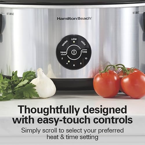 Hamilton Beach 7 Quart Programmable Slow Cooker with Locking Lid & Party Dipper - Silver
