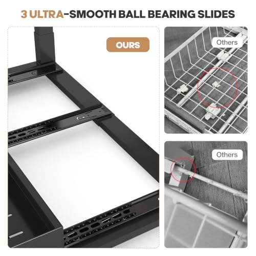 Expandable Under Sink Organizer 15.3-24.2 Inches Black 2-Tier Pull-Out Storage