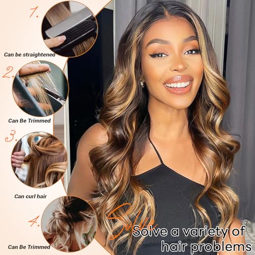Chocolate Brown to Caramel Blonde 18 Inch Clip In Hair Extensions - Body Wave, 8 Pcs, 80g