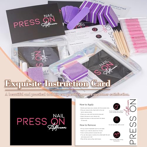 NailSlowee 50 Set Press On Nail Prep Kit B-purple | Disposable Nail Packaging & Tools